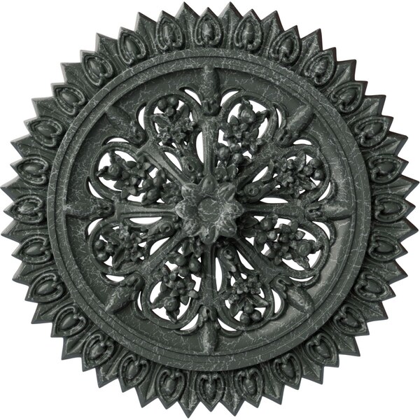 Ekena Millwork Lariah Medallion (Canopies up to 1 3/8"), 24 3/4"OD 1 3/8"ID x 3 1/4"P, Athenian Green Crackle CM24LAAGC - main